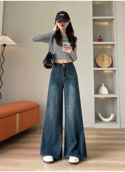 YEEYEEWang - Wide Leg Jeans for Women â€?Asian Fit, High Waist & Relaxed