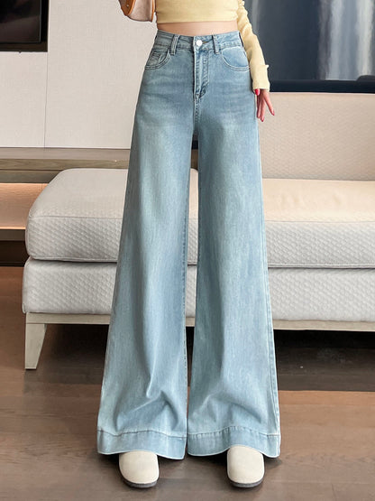 YEEYEEWang - Wide Leg Denim Pants â€?Designed for Asian Fit, High Waist & Tummy Control
