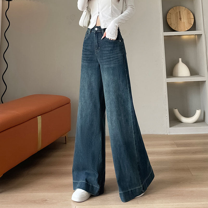 YEEYEEWang - Wide Leg Denim Pants – Designed for Asian Fit, High Waist & Tummy Control