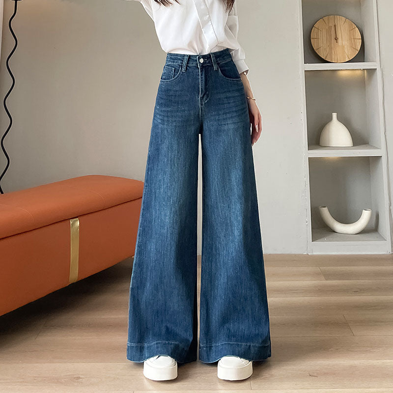 YEEYEEWang - Wide Leg Denim Pants – Designed for Asian Fit, High Waist & Tummy Control