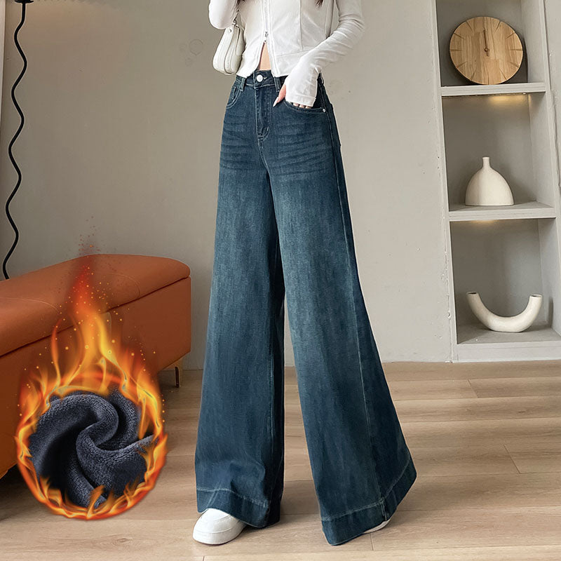 YEEYEEWang - Wide Leg Denim Pants – Designed for Asian Fit, High Waist & Tummy Control