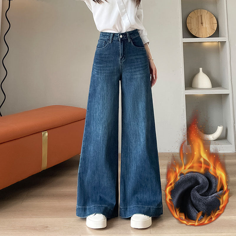 YEEYEEWang - Wide Leg Denim Pants – Designed for Asian Fit, High Waist & Tummy Control