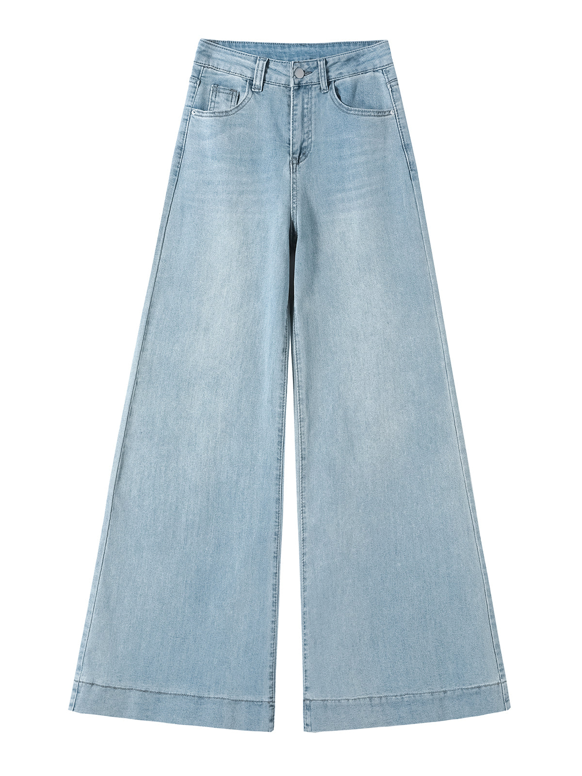 YEEYEEWang - Wide Leg Denim Pants â€?Designed for Asian Fit, High Waist & Tummy Control
