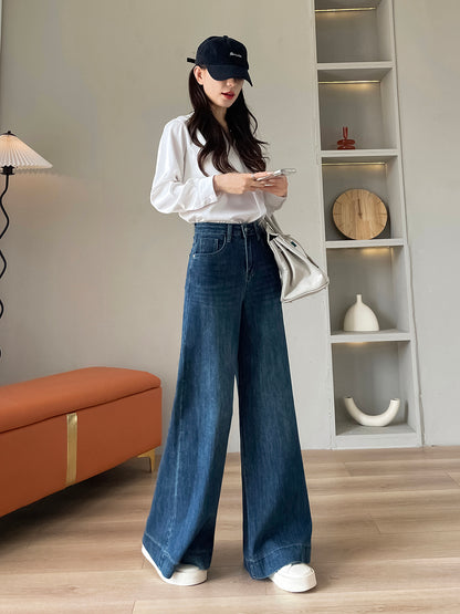 YEEYEEWang - Wide Leg Denim Pants â€?Designed for Asian Fit, High Waist & Tummy Control