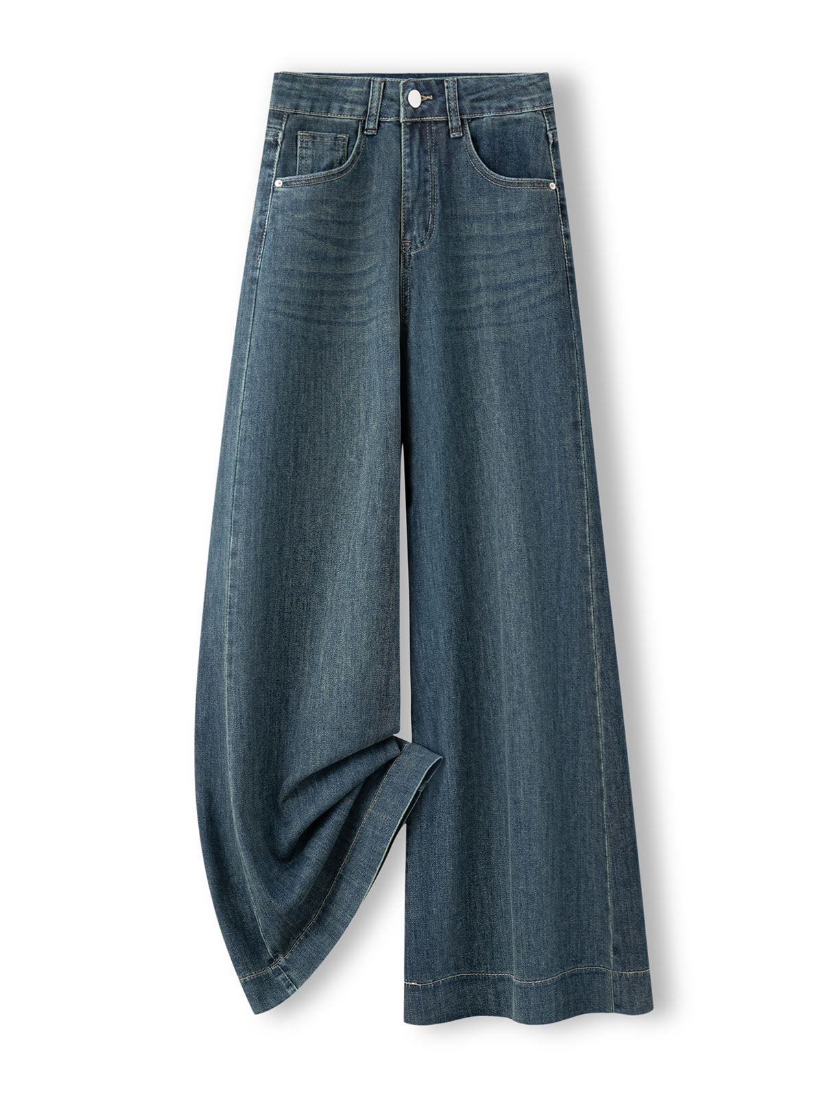 YEEYEEWang - Wide Leg Denim Pants â€?Designed for Asian Fit, High Waist & Tummy Control