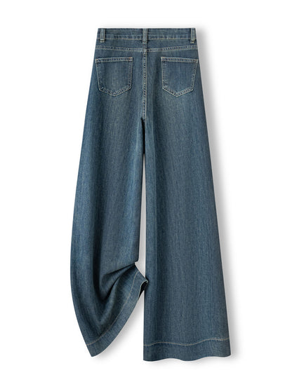 YEEYEEWang - Wide Leg Denim Pants â€?Designed for Asian Fit, High Waist & Tummy Control