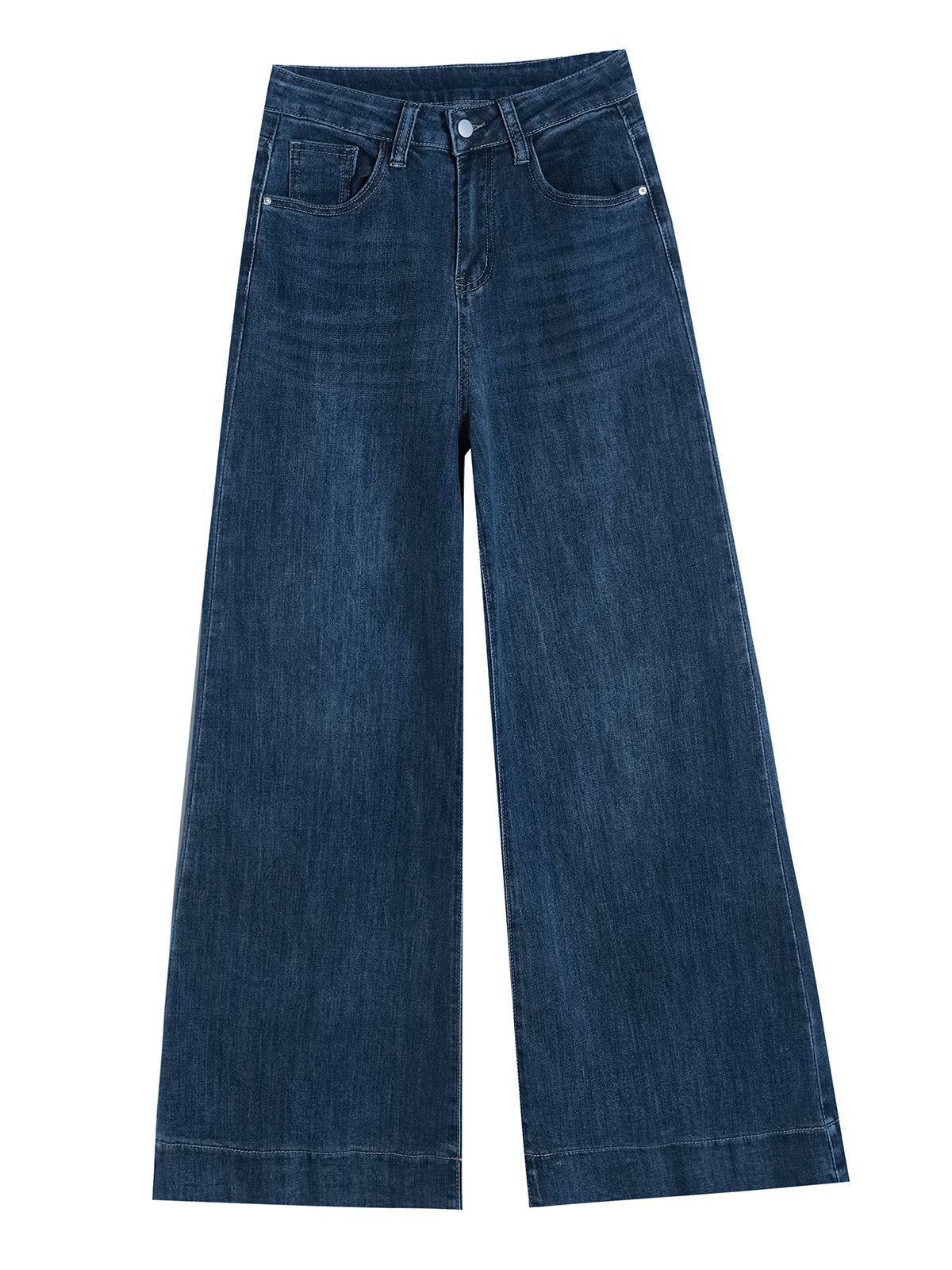 YEEYEEWang - Wide Leg Denim Pants â€?Designed for Asian Fit, High Waist & Tummy Control