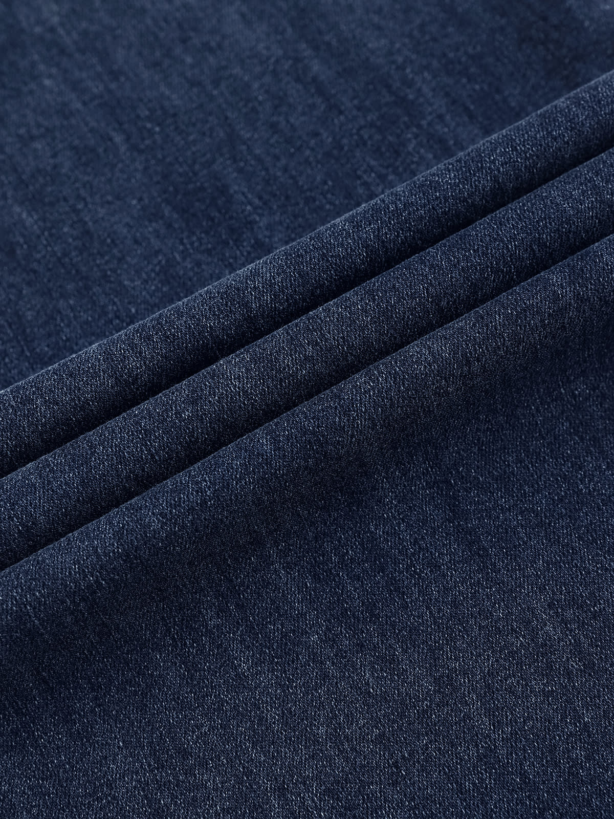 YEEYEEWang wide-leg jeans in mid-wash blue, Asian-fit cut, close-up of denim fabric texture.