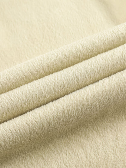 YEEYEEWang加絨奶茶米灰色老爹彎刀牛仔褲，專為亞洲人身形設計，絨裡面料特寫，柔軟保暖。